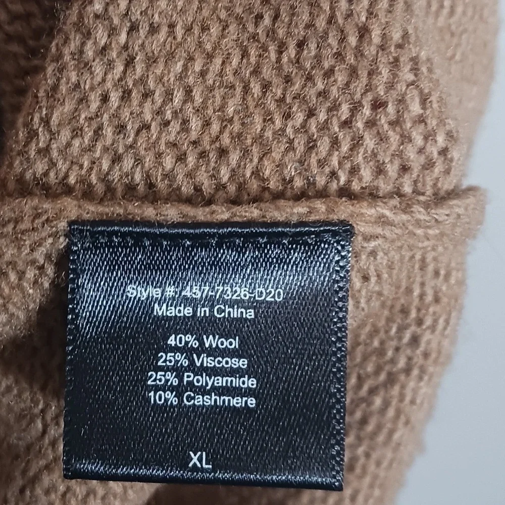 Jenni Kayne Everyday Sweater XL Brown Wool Cashmere Blend Oversized Crew Neck